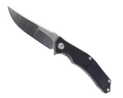 TwoSun Flipper Pocket Knife Black Micarta Handle D2 Plain Edge TS392