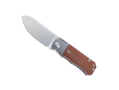 TwoSun Folding Knife Brown Micarta/Titanium Handle Satin D2 Plain Edge TS349 Micarta