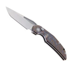 TwoSun Tepe Designs Button Lock Folding Knife Color Titanium Handle D2 Plain Edge TS210-Color