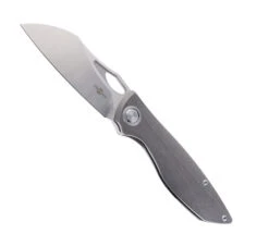 TwoSun Folding Knife Gray Titanium Handle M390 Plain Edge TS270
