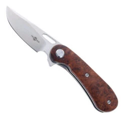 TwoSun Folding Knife Burl Wood Handle 14C28N Plain Edge TS134-Wood-D2