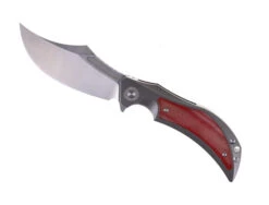 TwoSun Flipper Folding Knife Titanium/Red Micarta Handle D2 Plain Edge TS209-D2