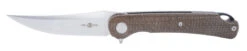 TwoSun Folding Knife Brown Linen Micarta Handle D2 Plain Edge TS159-Micarta